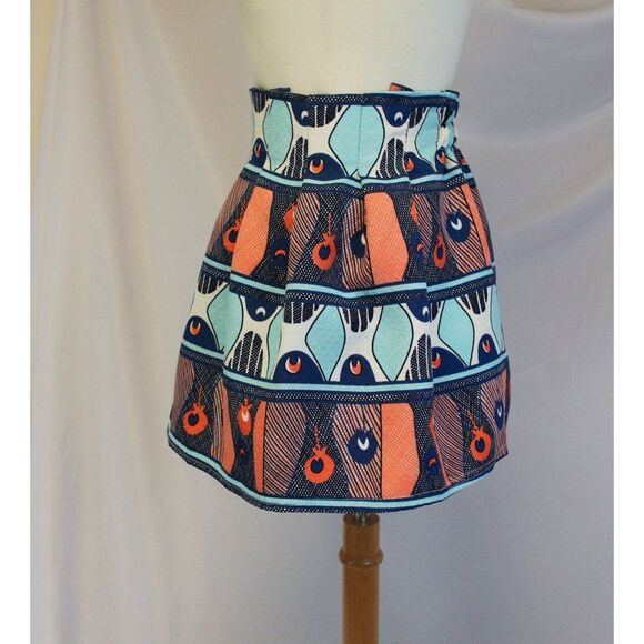 Colorful Abstract Pleated Mini Skirt - Picture 3 of 5